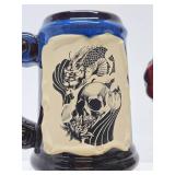 2 Vintage Azul Pottery Skull Mugs or Tankards