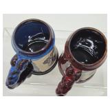 2 Vintage Azul Pottery Skull Mugs or Tankards