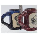 2 Vintage Azul Pottery Skull Mugs or Tankards