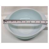 Vintage Blue PYREX Bowl & 3 Vintage Glasbake Pink Diamond Harlequin Milk Glass Mugs