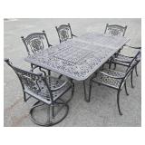 Ornate 6-Chair Outdoor Patio Table Set