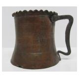 LARGE Early Antique Hammered Copper Tankard