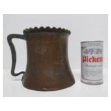LARGE Early Antique Hammered Copper Tankard