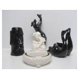 Nice Group of Mid Century Black & White Art Pottery
