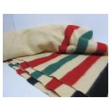 Vintage HUDSON BAY Style wool Blanket - 80" x 66"