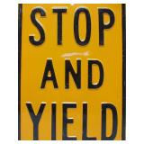 Vintage Heavy Embossed Steel Street Sign - STOP & YIELD
