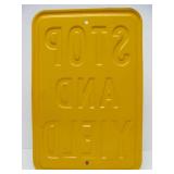 Vintage Heavy Embossed Steel Street Sign - STOP & YIELD