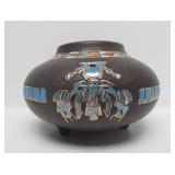 Signed Vintage Southwestern Art Pottery Footed Round Vase
