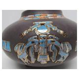 Signed Vintage Southwestern Art Pottery Footed Round Vase