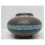 Signed Vintage Southwestern Art Pottery Footed Round Vase