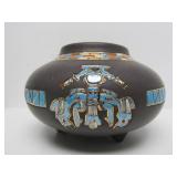 Signed Vintage Southwestern Art Pottery Footed Round Vase