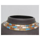 Signed Vintage Southwestern Art Pottery Footed Round Vase