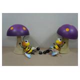 *2* Regal Art Metal Bee/Mushroom Garden Statues