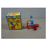 Vintage Tin Clown on Scooter Wind-Up Toy