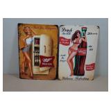 *2* Novelty Metal Signs - Miller & Coke