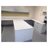 Wall Desk with Filing Cabinets and Shelving
