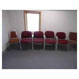 4 Red Chairs and 2 Brown Chairs