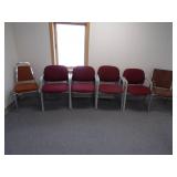 4 Red Chairs and 2 Brown Chairs