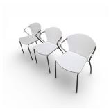 3 White Chrome Bernhardt Stacking Chairs
