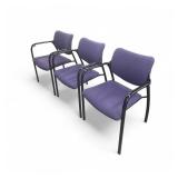 Lot of 3 Herman Miller Aside Stacking Chairs- Purple