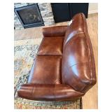 Smith Brothers of Berne Leather Loveseat - 61 in W x 34 in H x 33 in D, Brown