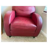 Red Leather Club Chair - 38x32x36 (H x W x D)
