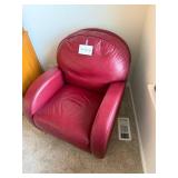 Red Leather Club Chair - 38x32x36 (H x W x D)