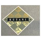 Kutani Porcelain Globe Vase - Blue/White Abstract Pattern with Original Box