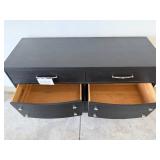 Black Painted Wood Dresser - 50W x 36H x 18D, Silver Hardware, 6-Drawer