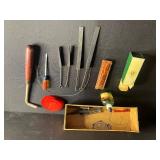 Vintage Tool Set with Leather Pouch & Gray