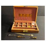 Vintage Lapel Pin Collection in B.J.G. Leather Box - Minneapolis Public Schools 25 Years