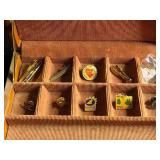 Vintage Lapel Pin Collection in B.J.G. Leather Box - Minneapolis Public Schools 25 Years
