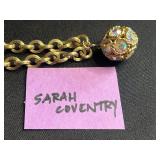 Sarah Coventry Gold Tone Chain Necklace - Crystal Ball Pendant, Pearl & Bead Chains
