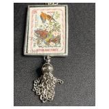 Assorted Art Glass Tile Pendant Necklaces (Lot of 3) Vintage Print Charms on Bead Chains