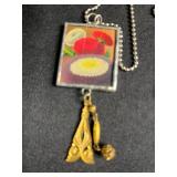 Three Glass Art Hand Made Framed Photo Necklaces - Assorted Prints