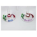11 Hand-painted Christmas Wine Glasses and Christmas Wine Glass Charms