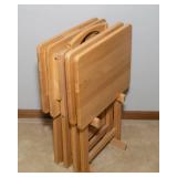 Four Wooden TV Dinner Trays with Stand
