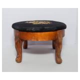 Vintage Floral Needlepoint Stool