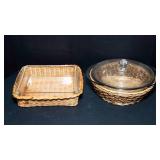 Glass Baking Dishes with Wicker Basket Holders