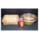 Glass Baking Dishes with Wicker Basket Holders
