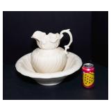 Vintage Cream Colored Pitcher and Wash Basin
