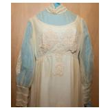 1970s Vintage Wedding Dress – Sheer Long Sleeves with Small Train