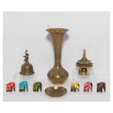 Brass Items and Handcrafted Wooden Elephants