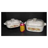 Vintage Spice of Life Glass Baking Dishes with Pyrex Lids – Set of 2