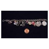 Sterling Charm Bracelet with 13 Charms