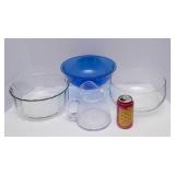 Variety of Glass Serving Ware - Three Bowls and a Pitcher