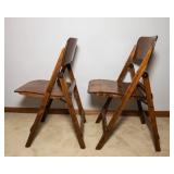 Vintage Steamed Wood Folding Chairs with Metal Hardware – Set of 2