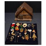 Cabin Jewelry Box and Brooch Collection