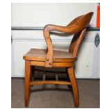Vintage Solid Wood Curved-Arm Chair