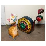 Set of Four Adorable Tin Lawn Ornaments